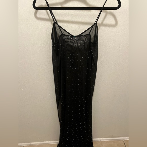 NWT MOTEL Batis Maxi Dress in Crystal Net Black Sheer - Picture 10 of 14